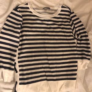 Navy and off white sweatshirt with lace up sides